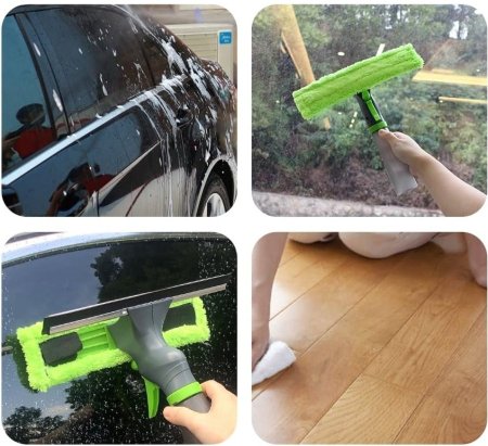 ممسحة زجاج مع بخاخ وقشاطة